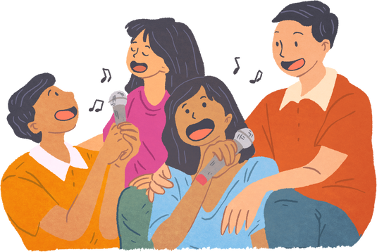 Textured Organic Family Singing Karaoke