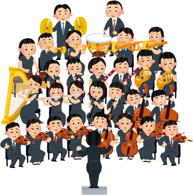 Illustration of an Orchestra Performance with Conductor